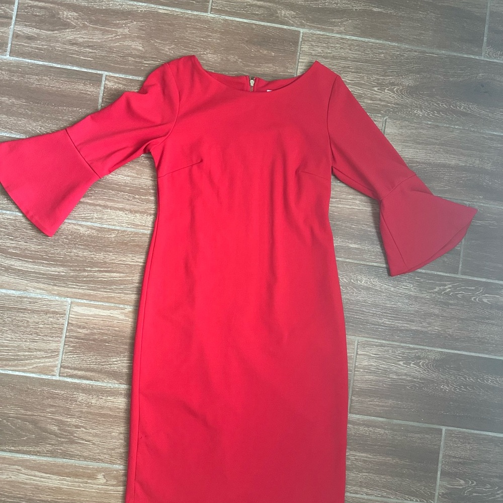 Elegant Red Flare Sleeve Dress